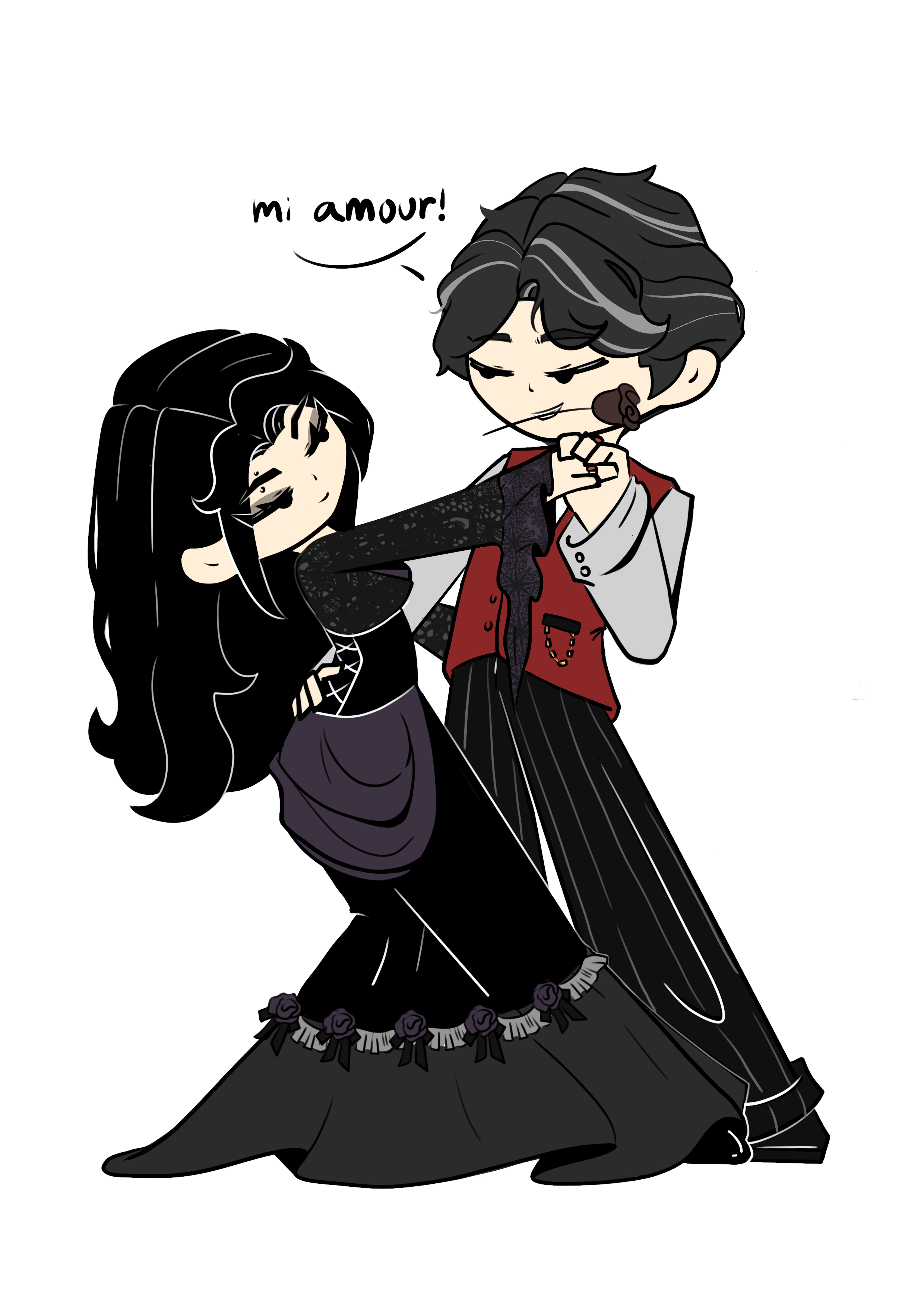Addams Couple Cartoon